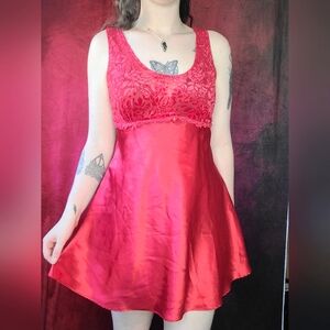 Vintage Red Lingerie Slip Dress